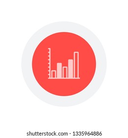 Finance graphic, grow. Icon in colored circle with gray bold border. Web button, modern flat design