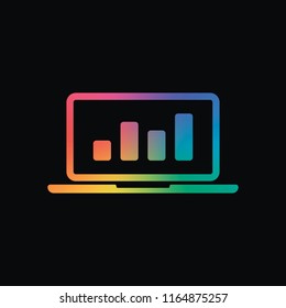 Finance graphic, grow. Rainbow color and dark background