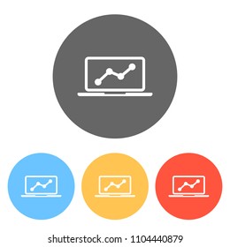 Finance graphic, grow. Set of white icons on colored circles