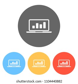Finance graphic, grow. Set of white icons on colored circles
