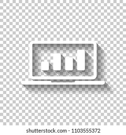 Finance graphic, grow. White icon with shadow on transparent background