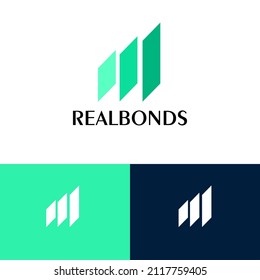 Finance wachsen Banklogo Design Konzept. Drei Diagramm Unternehmen Marke Logomark Illustration. Kann Investitionen, Bank, Geld, Dollar, Aktien darstellen.