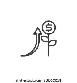 Finance grow line icon. linear style sign for mobile concept and web design. Money growth outline vector icon. Symbol, logo illustration. Vector graphics