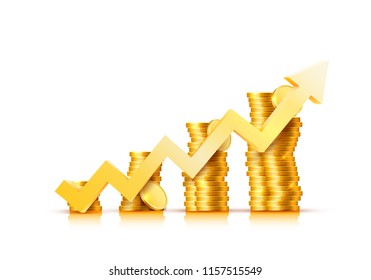 Finance growth chart arrow with gold coins on a transparent background. Vector illustration - Powered by Shutterstock - Get 15% off with code: PIKWIZARD15