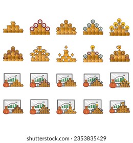 Ilustración del crecimiento financiero. Caracteres que analizan las inversiones, celebran el éxito financiero y el crecimiento del dinero. Concepto de aumento de dinero. Ilustración vectorial.