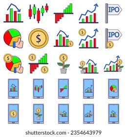 Ilustración del crecimiento financiero. Caracteres que analizan las inversiones, celebran el éxito financiero y el crecimiento del dinero. Concepto de aumento de dinero. Ilustración vectorial.