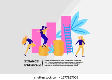 finance growth info graphic tiny people flat design vector illustration can use for landing page, web, mobile app, banner, poster, flyer