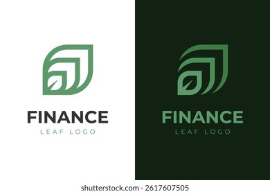 Finance growth leaf logo icon design with leaves and arrow graphic idea for Nature financial start up logo symbol
