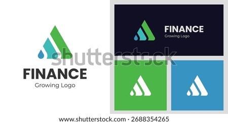 Finance Growth Logo Design with Abstract Triangle and Water Drop Symbol Represents Stability and Sustainable Business Development Graphic Concept for Financial, Corporate, and Investment Branding