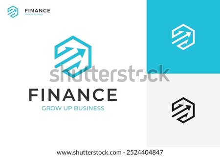 finance growth logo icon design, with arrow up hexagon symbol, minimalist modern logos for growing business financial logo template