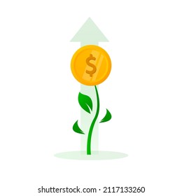 Finance growth vector. Flat green icon. Business financial investment. Economy vector design