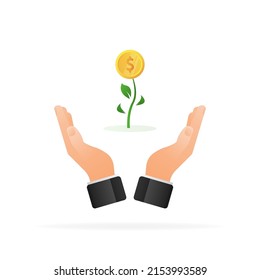 Finance growth vector. Flat green icon. Business financial investment. Economy vector design.