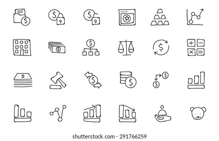 Finance Hand Drawn Doodle Icons
