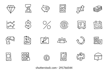 Finance Hand Drawn Doodle Icons