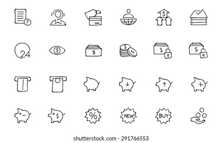 Finance Hand Drawn Doodle Icons