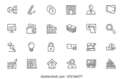 Finance Hand Drawn Doodle Icons