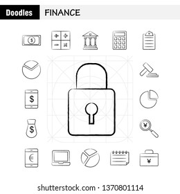 Finance Hand Drawn Icons Set For Infographics, Mobile UX/UI Kit And Print Design. Include: Dollar, Coin, Money, Flower, Sale, Collection Modern Infographic Logo and Pictogram. - Vector