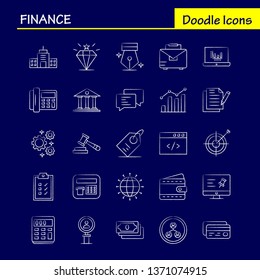 Finance Hand Drawn Icons Set For Infographics, Mobile UX/UI Kit And Print Design. Include: Computer, Pin, Text, Finance, Search, Research, Finance, Man, Icon Set - Vector