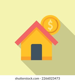 Finance house icon flat vector. Rent money. Building invest