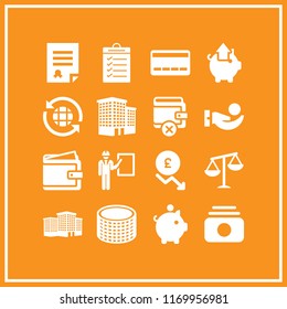 finance icon. 16 finance vector set. manager, results, pound and piggy bank icons for web and design about finance theme