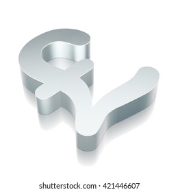 Finance icon: 3d metallic Pound with reflection on White background, EPS 10 vector illustration.