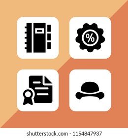 finance icon. 4 finance set with bowler, offer, files and folders and contract vector icons for web and mobile app