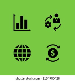 finance icon. 4 finance set with management, global, dollar symbol and diagram vector icons for web and mobile app