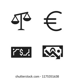 finance icon. 4 finance vector icons set. euro, money and imbalanced scale icons for web and design about finance theme