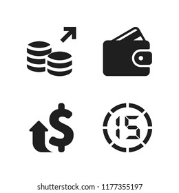 finance icon. 4 finance vector icons set. money increase, digital number and wallet icons for web and design about finance theme