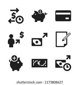 finance icon. 9 finance vector icons set. transaction, money and piggy bank icons for web and design about finance theme