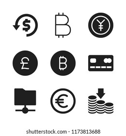 finance icon. 9 finance vector icons set. credit card, euro coin and folder icons for web and design about finance theme