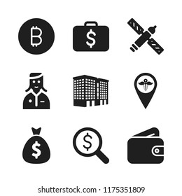 finance icon. 9 finance vector icons set. searching for money, bitcoin and clerk icons for web and design about finance theme