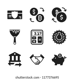 finance icon. 9 finance vector icons set. scraper, credit card and exposure icons for web and design about finance theme