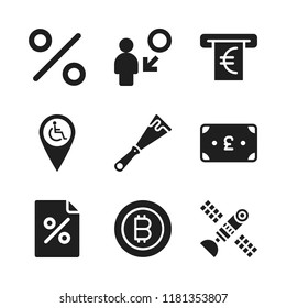 finance icon. 9 finance vector icons set. satellite, percentage and pound icons for web and design about finance theme