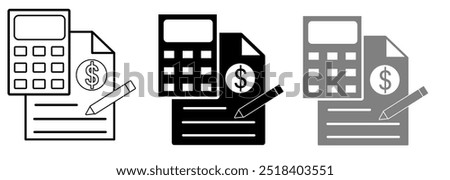 finance icon, Accounting and administration editable stroke and solid web icon set. Vector illustration