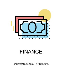 Finance icon and banknote on white background with illustration design.vector
