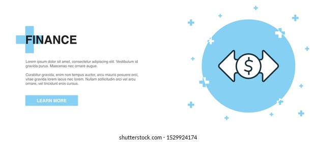finance icon, banner outline template concept. finance line illustration