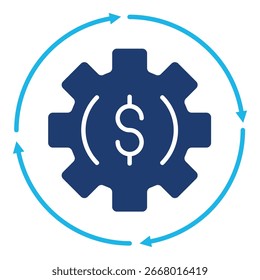 Finance Icon In Blue Monochrome Flat Design, Vector Illustration