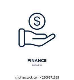 icono de finanzas de la colección de negocios. Finanza lineal delgada, negocios, icono de esquema bancario aislado en fondo blanco. Signo de financiación de vectores de línea, símbolo para web y móvil