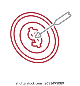 finance icon. business target. dollar coin with target. symbol of analysis, optimization, management. Line design style