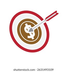 finance icon. business target. dollar coin with target. symbol of analysis, optimization, management. Solid design style