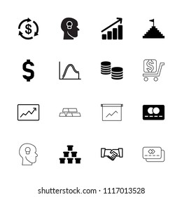Finance icon. collection of 16 finance filled and outline icons such as money, money, graph, pyramid flag, line graph, handshake. editable finance icons for web and mobile.