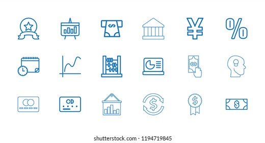 Finance icon. collection of 18 finance outline icons such as credit card, atm money withdraw, money, abacus, graph, yuan, percent. editable finance icons for web and mobile.