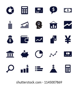 Finance icon. collection of 25 finance filled icons such as credit card, money, credit card payment, line chart, pie chart. editable finance icons for web and mobile.