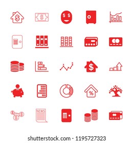 Finance icon. collection of 25 finance filled and outline icons such as coin, credit card, coin, bank, piggy bank, safe, binder. editable finance icons for web and mobile.