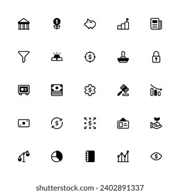Finance Icon Collection. Pixel Perfect Finance and Accounting Semibold Style 2D Icon