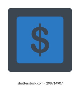 Finance icon from Commerce Buttons OverColor Set. Vector style is smooth blue colors, flat square rounded button, white background.