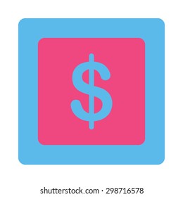 Finance icon from Commerce Buttons OverColor Set. Vector style is pink and blue colors, flat square rounded button, white background.