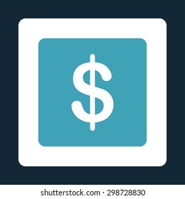 Finance icon from Commerce Buttons OverColor Set. Vector style is blue and white colors, flat square rounded button, dark blue background.