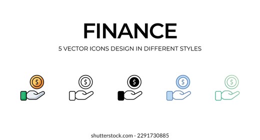 Finance Icon Design in Five style with Editable Stroke. Line, Solid, Flat Line, Duo Tone Color, and Color Gradient Line. Suitable for Web Page, Mobile App, UI, UX and GUI design.